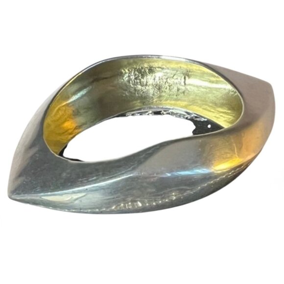 Modern Style Sterling Silver Abstract Bangle Bracelet 130.93g Marked 925 - Picture 3 of 7